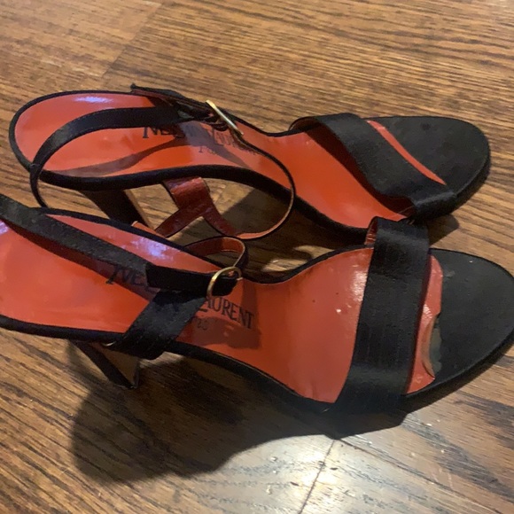 YSL Black Ankle Strap Stiletto Sandal - Picture 2 of 10